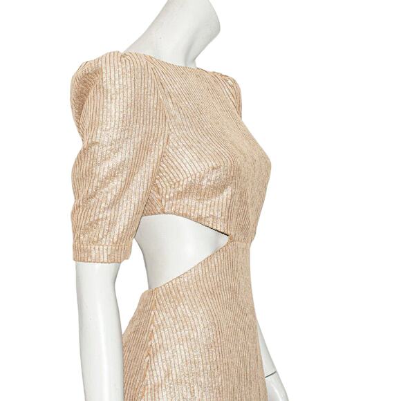 Camila Coelho Bailey Mini Dress Metallic Beige Cut-out Size XS - Picture 9 of 11